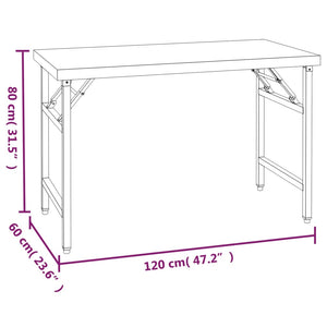 Πάγκος Εργασίας Κουζίνας με Ράφι 120x60x145 εκ. Ανοξείδ. Ατσάλι
