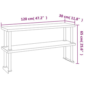 Πάγκος Εργασίας Κουζίνας με Ράφι 120x60x145 εκ. Ανοξείδ. Ατσάλι