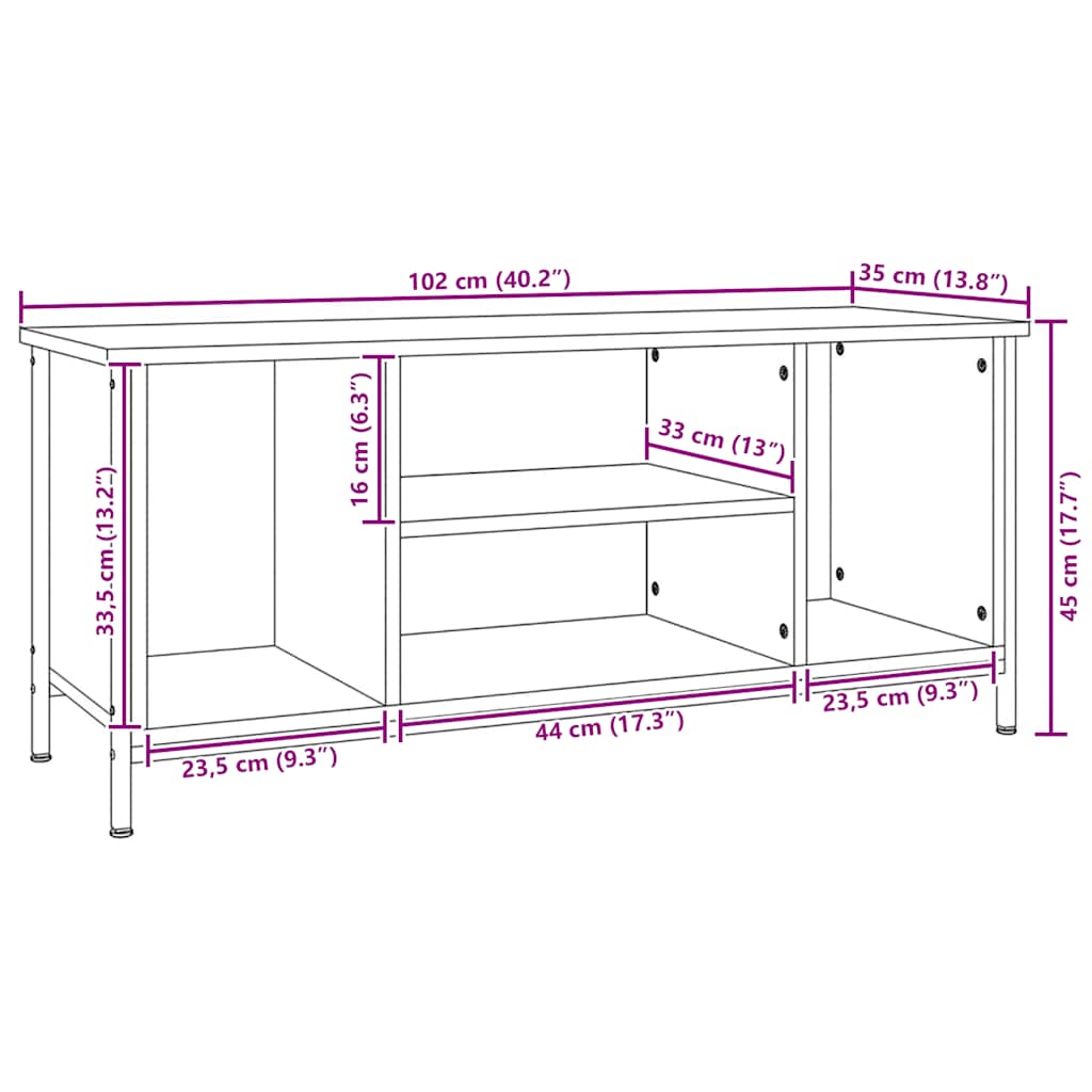Έπιπλο Τηλεόρασης Sonoma Δρυς 102 x 35 x 45 εκ. Επεξεργ. Ξύλο