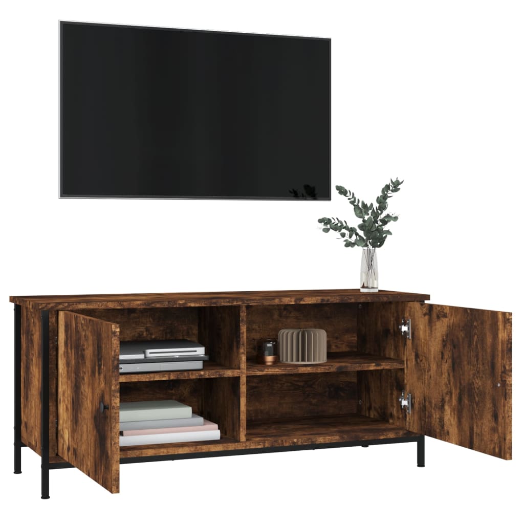 Έπιπλο Τηλεόρασης με Πόρτες Καπν. Δρυς 102x35x45 εκ. Επεξ.Ξύλο - Pakobazaar