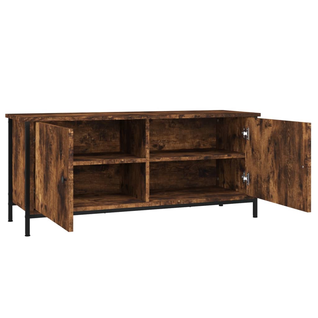 Έπιπλο Τηλεόρασης με Πόρτες Καπν. Δρυς 102x35x45 εκ. Επεξ.Ξύλο - Pakobazaar