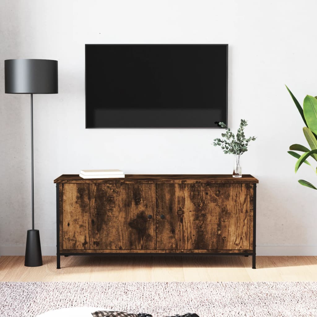 Έπιπλο Τηλεόρασης με Πόρτες Καπν. Δρυς 102x35x45 εκ. Επεξ.Ξύλο - Pakobazaar