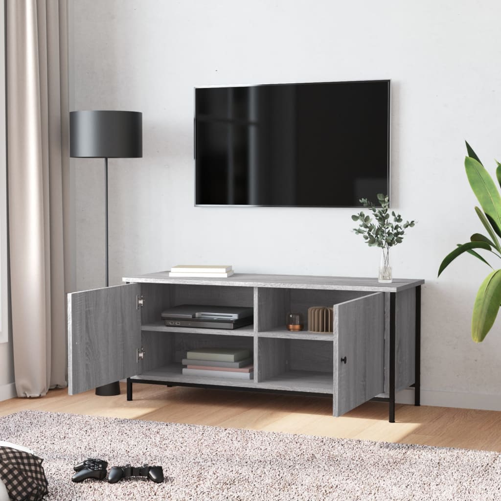 Έπιπλο Τηλεόρασης με Πόρτες Γκρι Sonoma 102x35x45 εκ Επεξ. Ξύλο