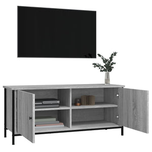 Έπιπλο Τηλεόρασης με Πόρτες Γκρι Sonoma 102x35x45 εκ Επεξ. Ξύλο