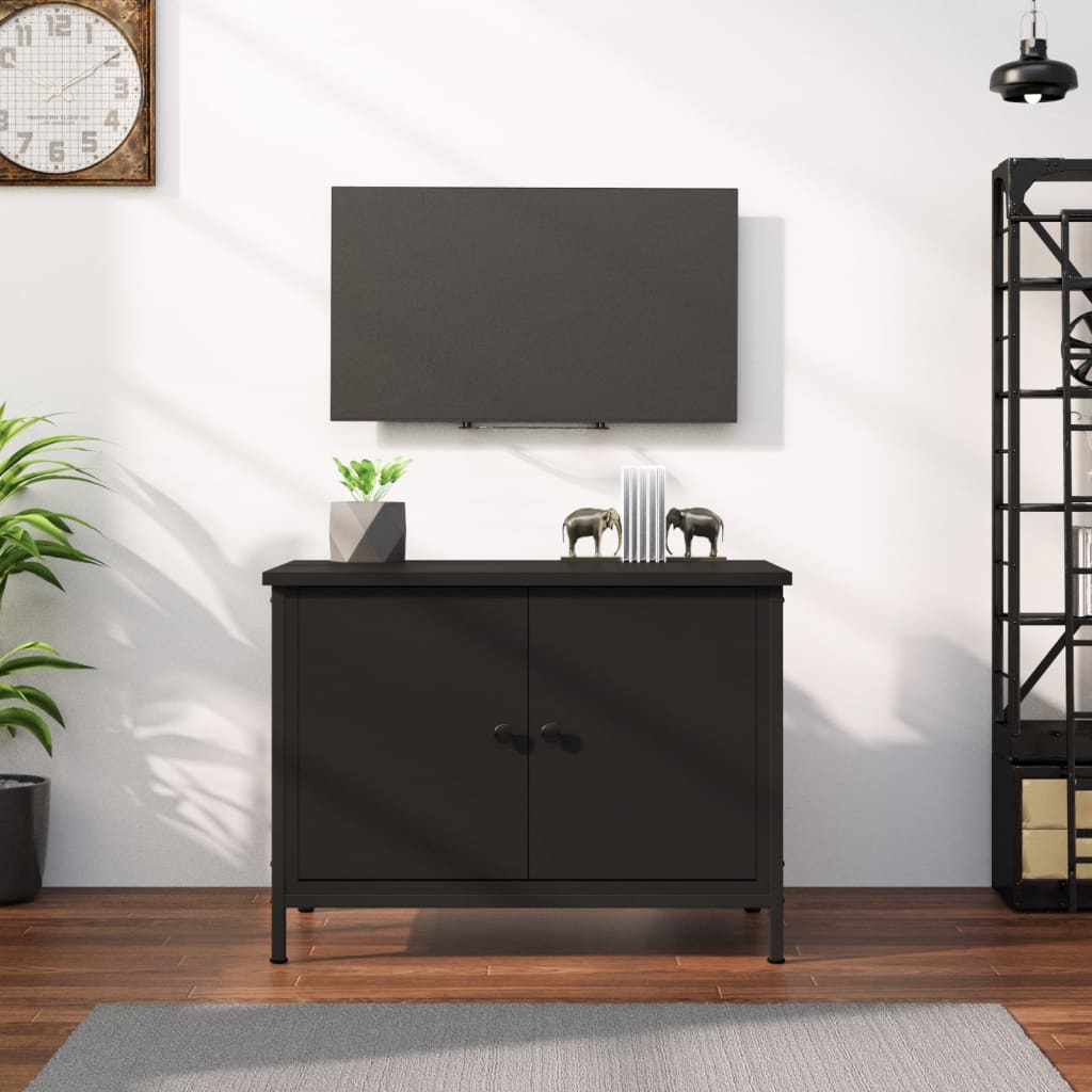 Έπιπλο Τηλεόρασης με Πόρτες Μαύρο 60 x 35 x 45 εκ. Επεξ. Ξύλο