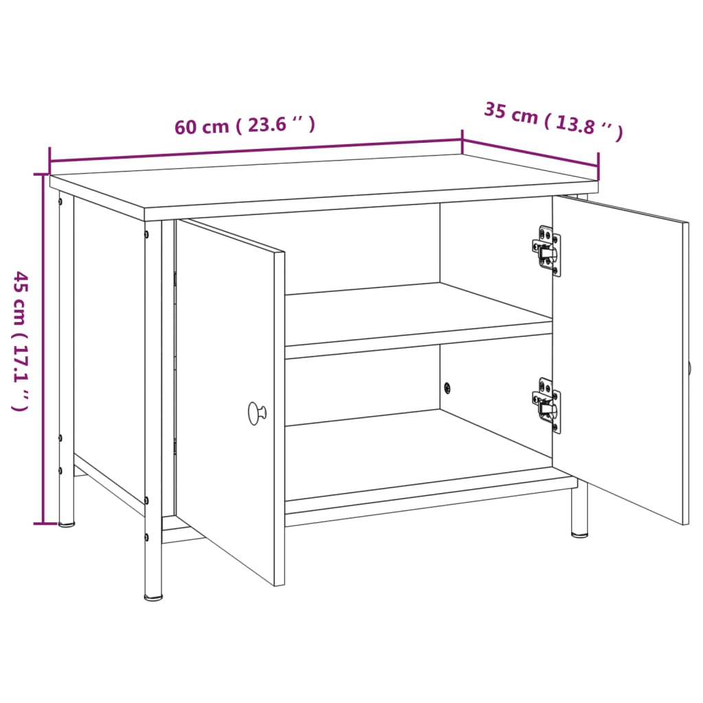 Έπιπλο Τηλεόρασης με Πόρτες Καφέ Δρυς 60x35x45 εκ. Επεξ. Ξύλο