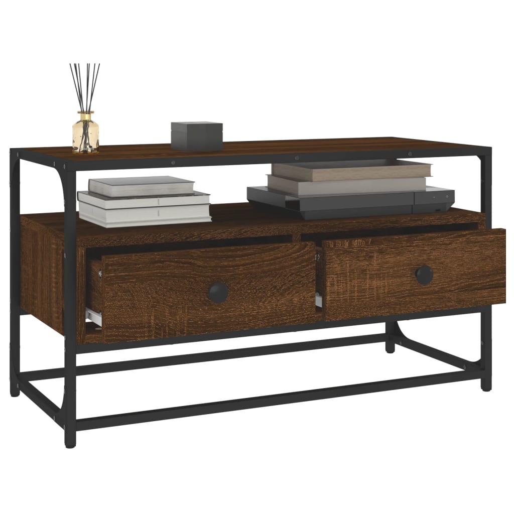 Έπιπλο Τηλεόρασης Καφέ Δρυς 80x35x45 εκ. Επεξεργασμένο Ξύλο