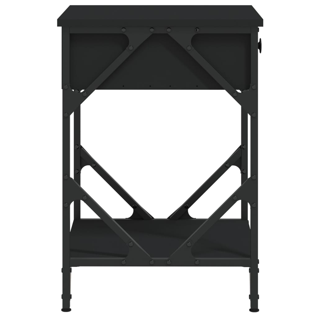 Κομοδίνα 2 τεμ. Μαύρα 40 x 42 x 60 εκ. από Επεξεργασμένο Ξύλο