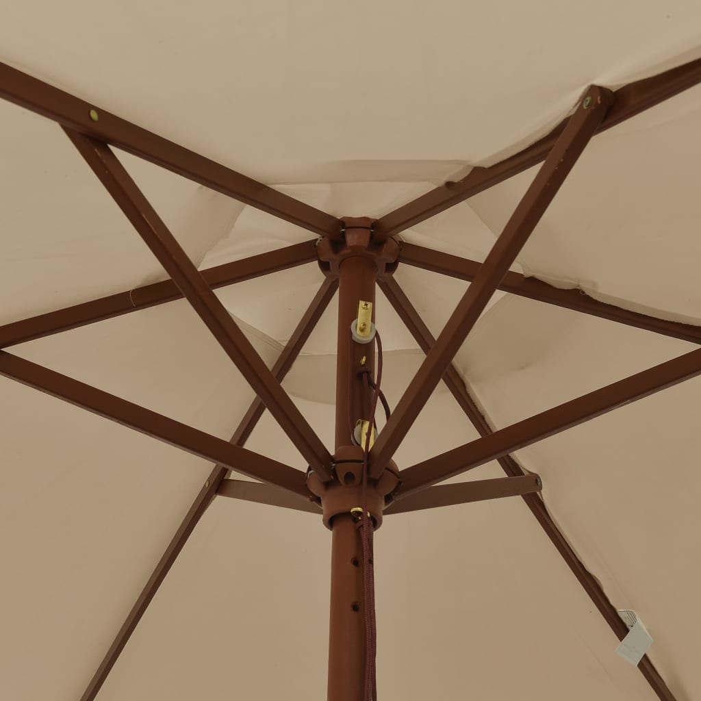 Ομπρέλα Κήπου με Ξύλινο Ιστό Taupe 196x231 εκ. - Pakobazaar