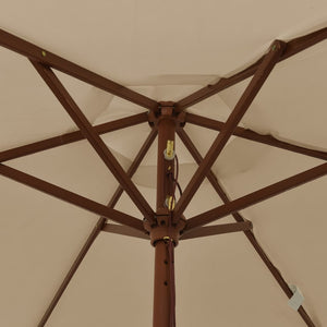 Ομπρέλα Κήπου με Ξύλινο Ιστό Taupe 196x231 εκ. - Pakobazaar
