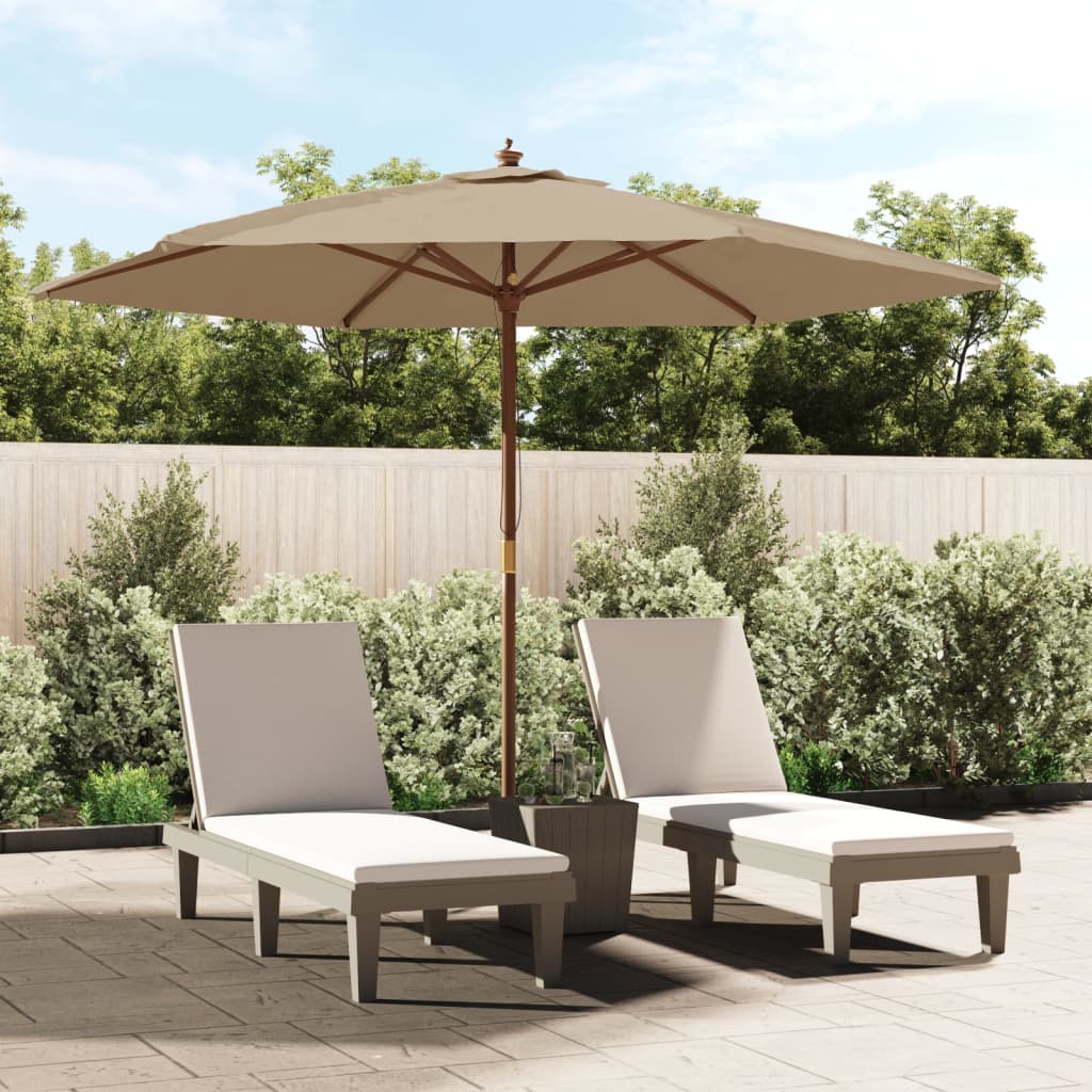 Ομπρέλα Κήπου με Ξύλινο Ιστό Taupe 299 x 240 εκ. - Pakobazaar