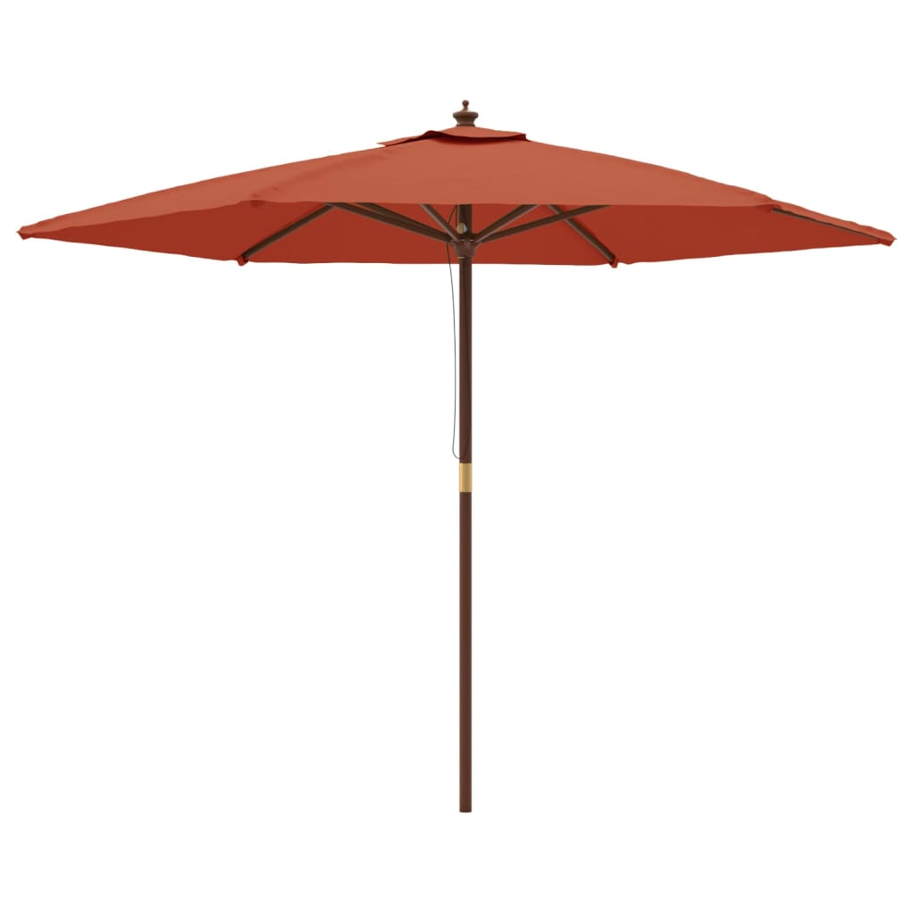 Ομπρέλα Κήπου με Ξύλινο Ιστό Τερακότα 299 x 240 εκ. - Pakobazaar