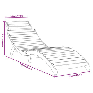 Ξαπλώστρα Γκρι 184 x 55 x 64 εκ. από Μασίφ Ξύλο Ακακίας - Pakobazaar
