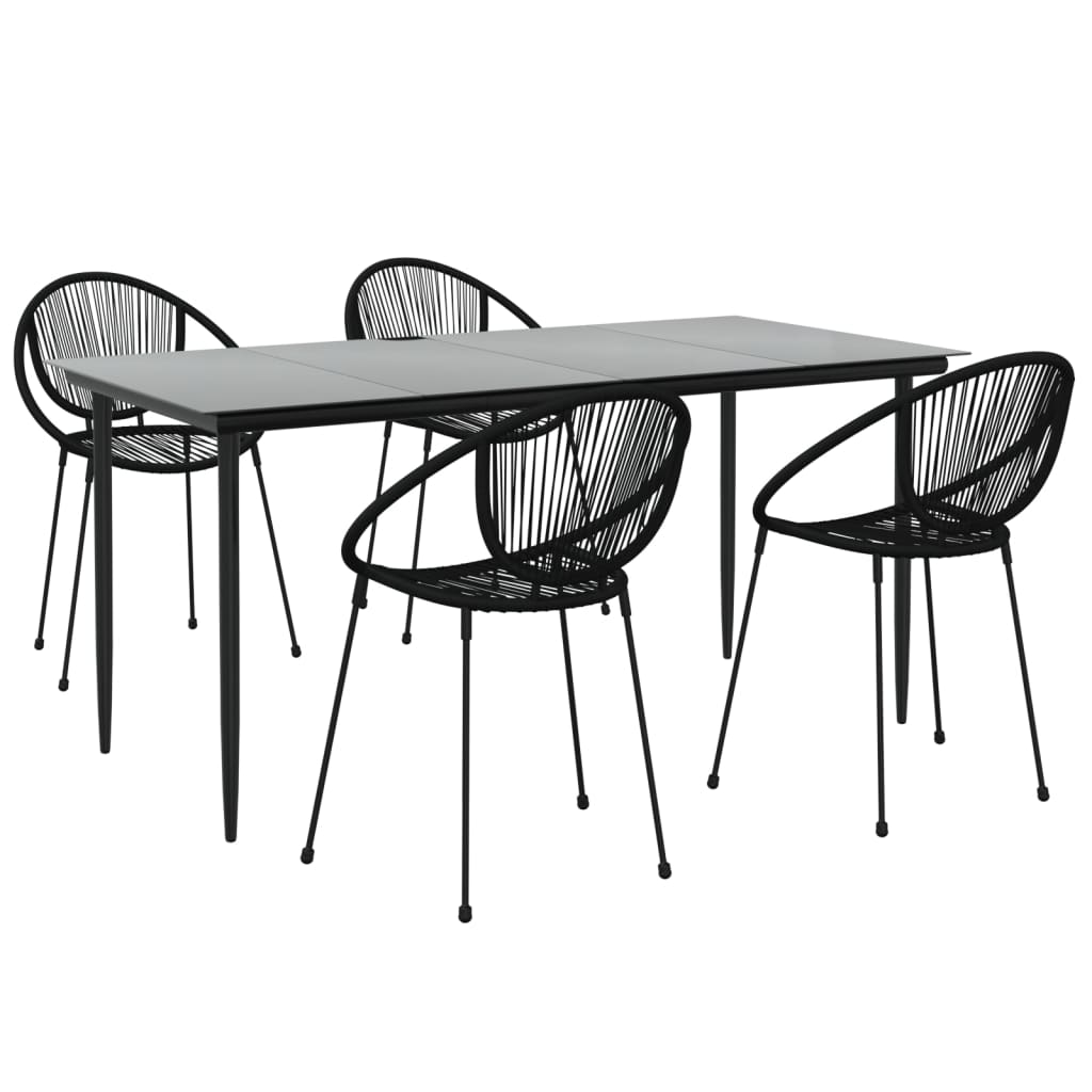 Σετ Τραπεζαρίας Κήπου 5 Τεμαχίων Μαύρο από Ρατάν PVC