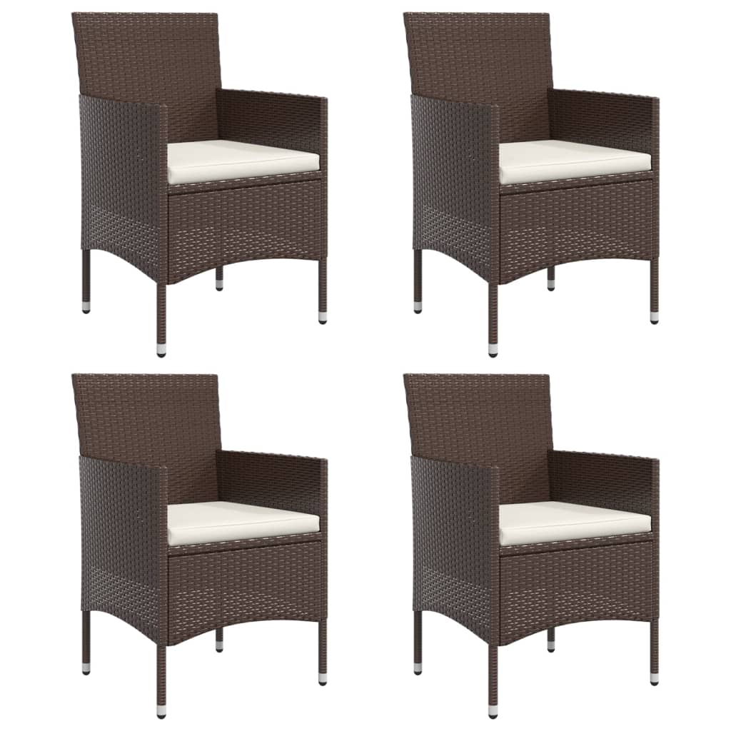 Σετ Τραπεζαρίας Κήπου 5 Τεμαχίων Καφέ & Μαύρο με Μαξιλάρια