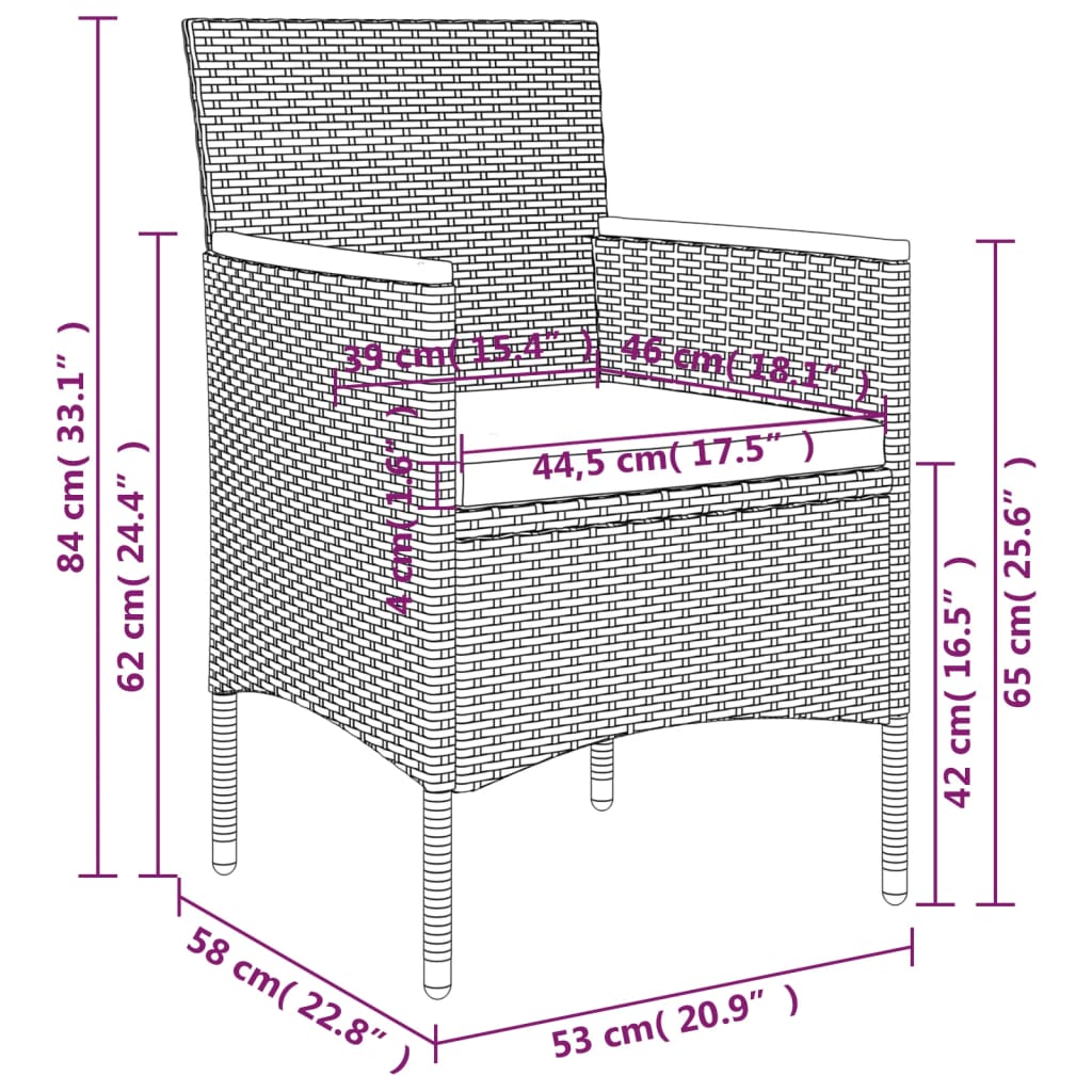 Σετ Τραπεζαρίας Κήπου 5 Τεμαχίων Μαύρο με Μαξιλάρια
