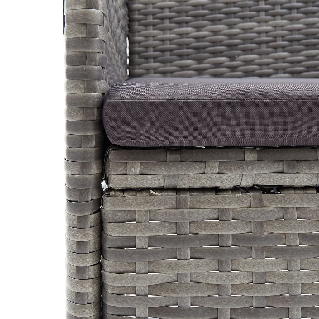 Σετ Τραπεζαρίας Κήπου 7 τεμ. Γκρι / Μαύρο με Μαξιλάρια