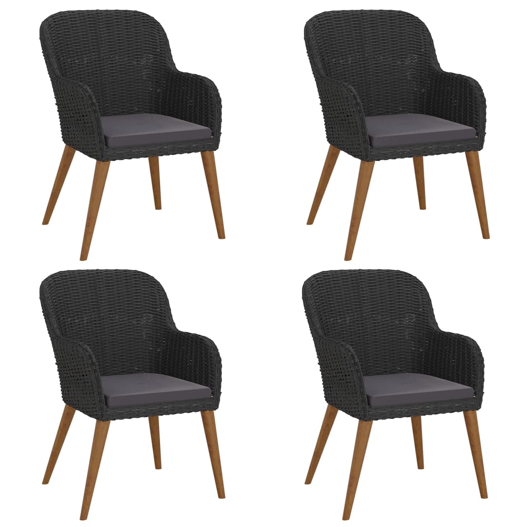 Σετ Τραπεζαρίας Κήπου 5 Τεμαχίων Μαύρο με Μαξιλάρια