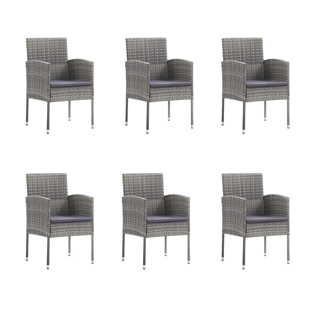 Σετ Τραπεζαρίας Κήπου 7 Τεμαχίων Ανθρακί Συνθ. Ρατάν/Μαξιλάρια