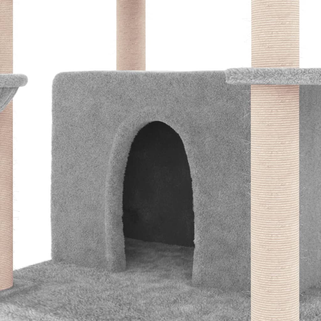 Γατόδεντρο Aνοιχτό Γκρι 166 εκ. με Στύλους Ξυσίματος από Σιζάλ - PAKOBAZAAR