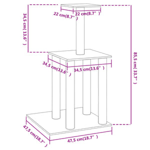 Γατόδεντρο Σκούρο Γκρι 85,5 εκ. με Στύλους Ξυσίματος από Σιζάλ - PAKOBAZAAR