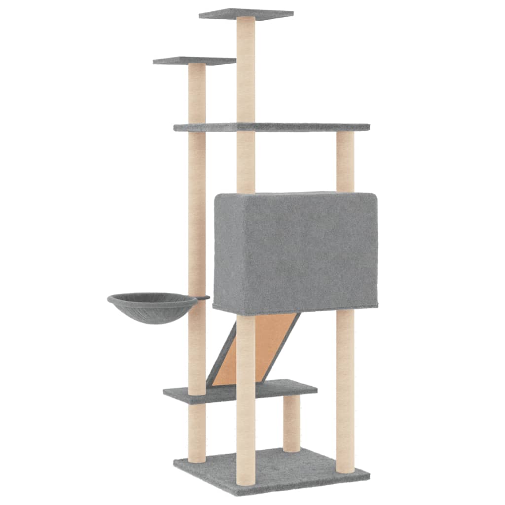 Γατόδεντρο Aνοιχτό Γκρι 153 εκ. με Στύλους Ξυσίματος από Σιζάλ - PAKOBAZAAR