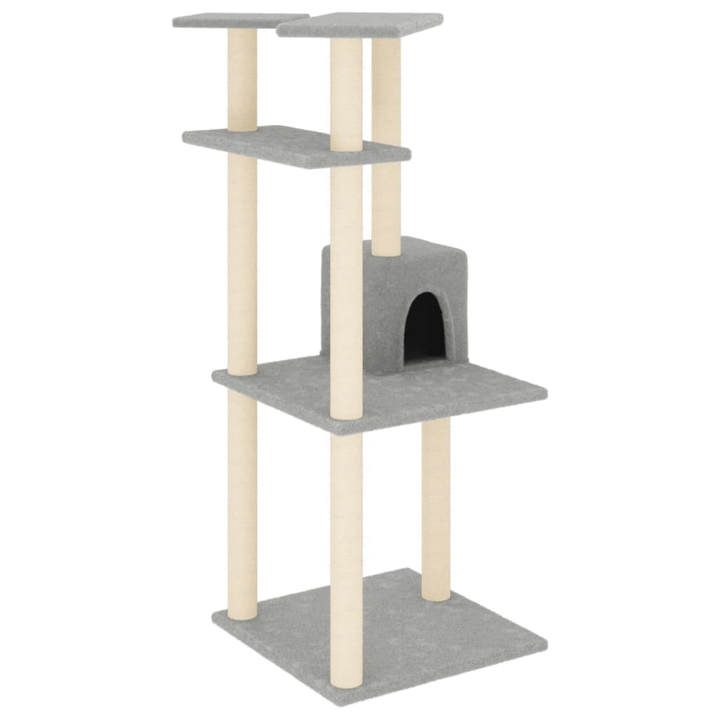 Γατόδεντρο Aνοιχτό Γκρι 123 εκ. με Στύλους Ξυσίματος από Σιζάλ - PAKOBAZAAR