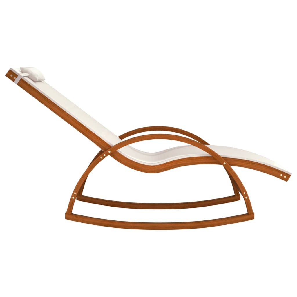 Πολυθρόνα Κουνιστή Λευκή από Textilene και Μασίφ Ξύλο Λεύκας