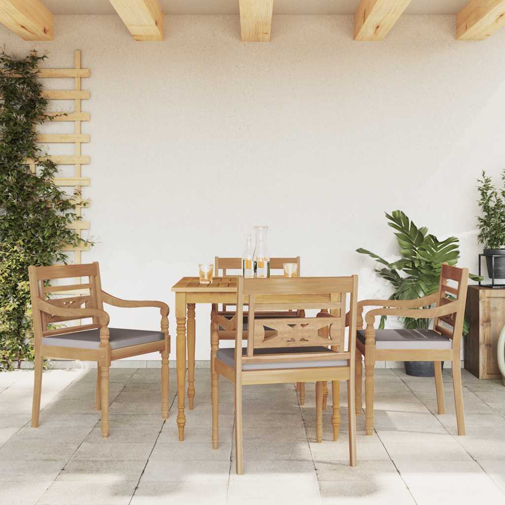 Σετ Τραπεζαρίας Κήπου 5 Τεμαχίων Μασίφ Ξύλο Teak με Μαξιλάρια - Pakobazaar