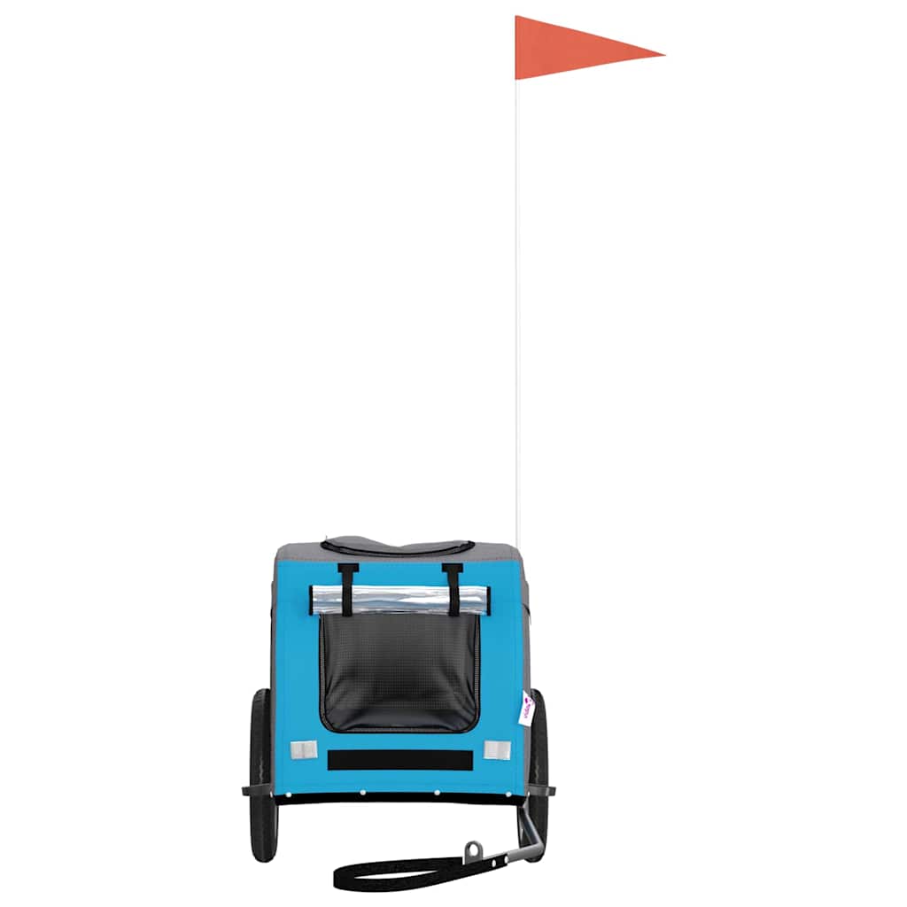 Τρέιλερ Ποδηλάτου Κατοικίδιων Μπλε/Γκρι Ύφασμα Oxford/Σίδηρος