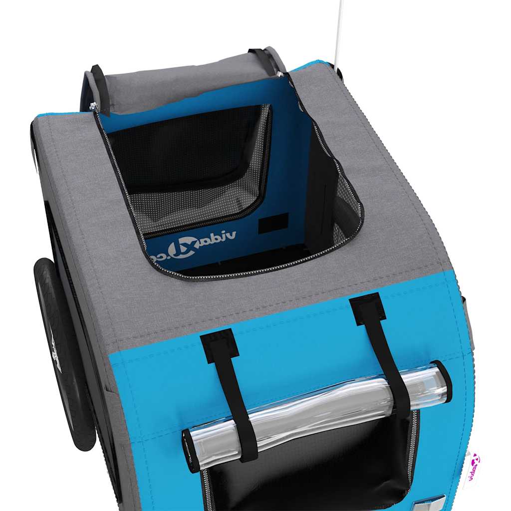 Τρέιλερ Ποδηλάτου Κατοικίδιων Μπλε/Γκρι Ύφασμα Oxford/Σίδηρος