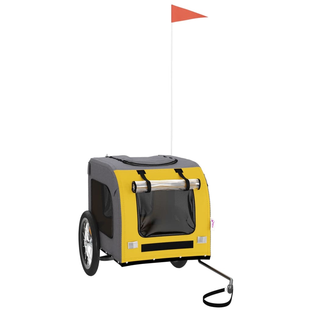 Τρέιλερ Ποδηλάτου Κατοικίδιων Κίτρινο/Γκρι Ύφασμα Oxford/Σίδηρο