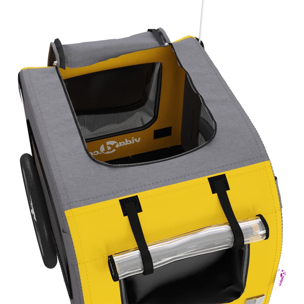 Τρέιλερ Ποδηλάτου Κατοικίδιων Κίτρινο/Γκρι Ύφασμα Oxford/Σίδηρο