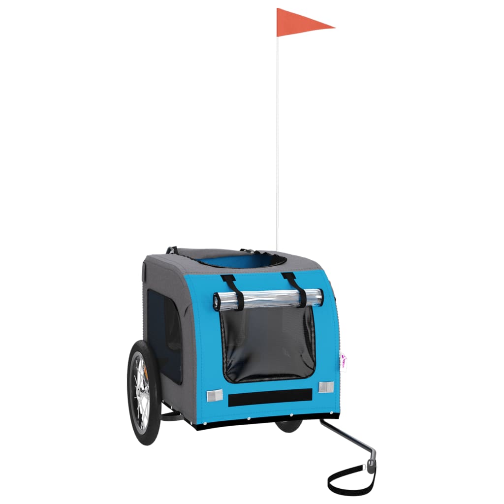 Τρέιλερ Ποδηλάτου Κατοικίδιων Μπλε/Γκρι Ύφασμα Oxford/Σίδηρος