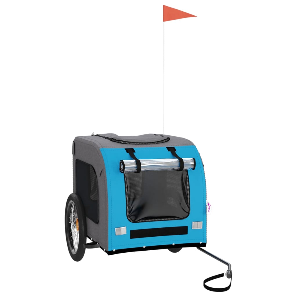 Τρέιλερ Ποδηλάτου Κατοικίδιων Μπλε/Γκρι Ύφασμα Oxford/Σίδηρος