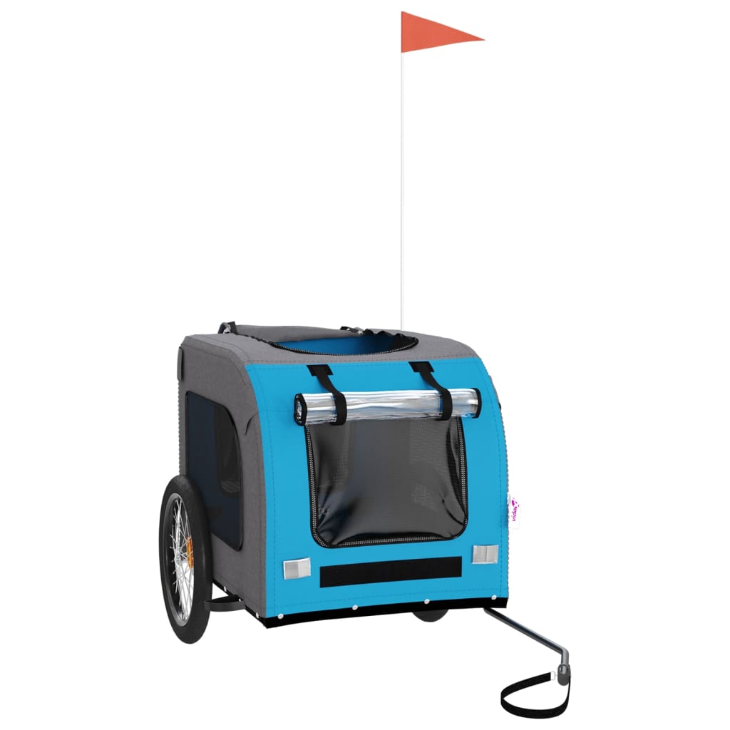 Τρέιλερ Ποδηλάτου Κατοικίδιων Μπλε/Γκρι Ύφασμα Oxford/Σίδηρος