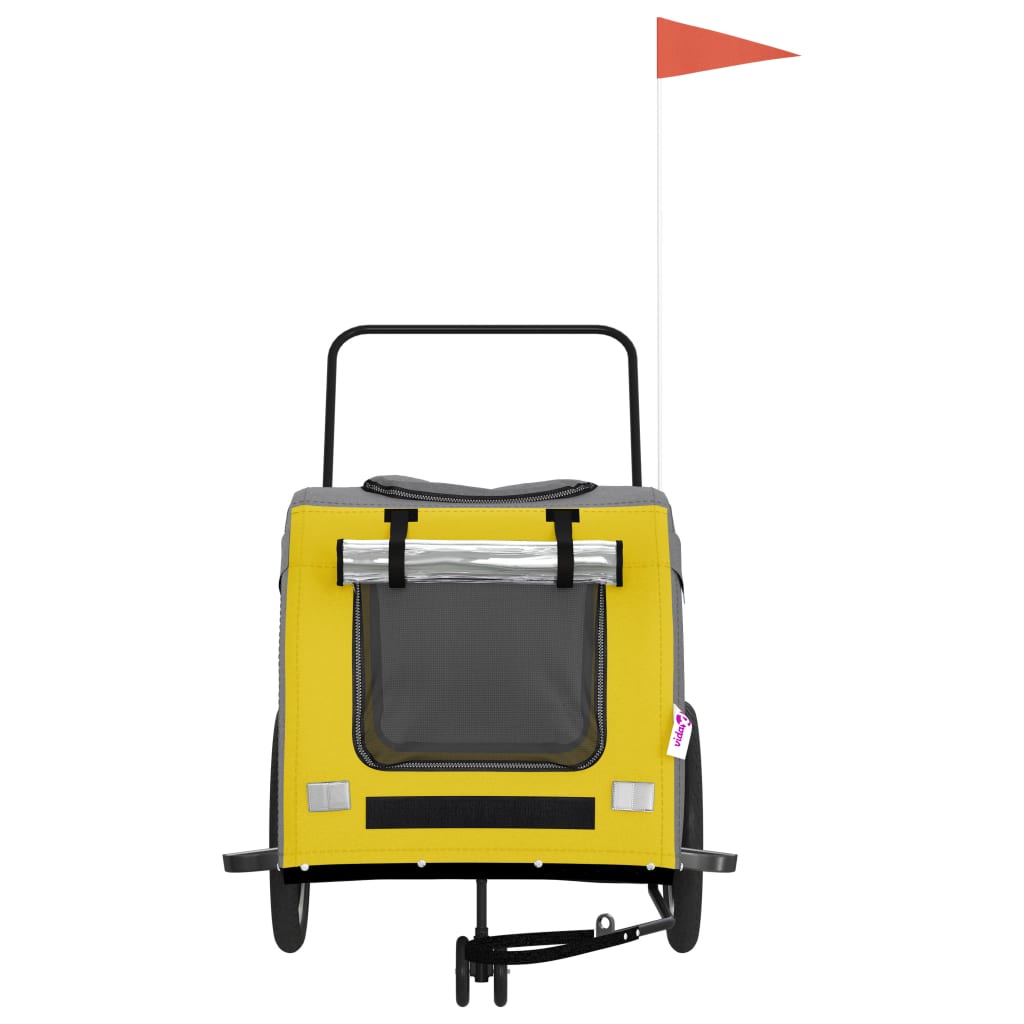 Τρέιλερ Ποδηλάτου Κατοικίδιων Κίτρινο/Γκρι Ύφασμα Oxford/Σίδηρο