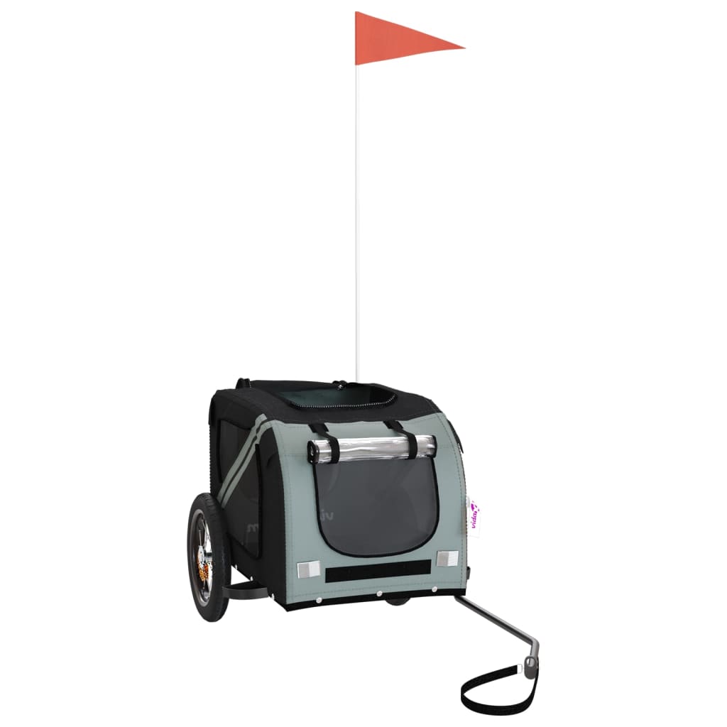 Τρέιλερ Ποδηλάτου Κατοικίδιων Γκρι/Μαύρο Ύφασμα Oxford/Σίδηρος