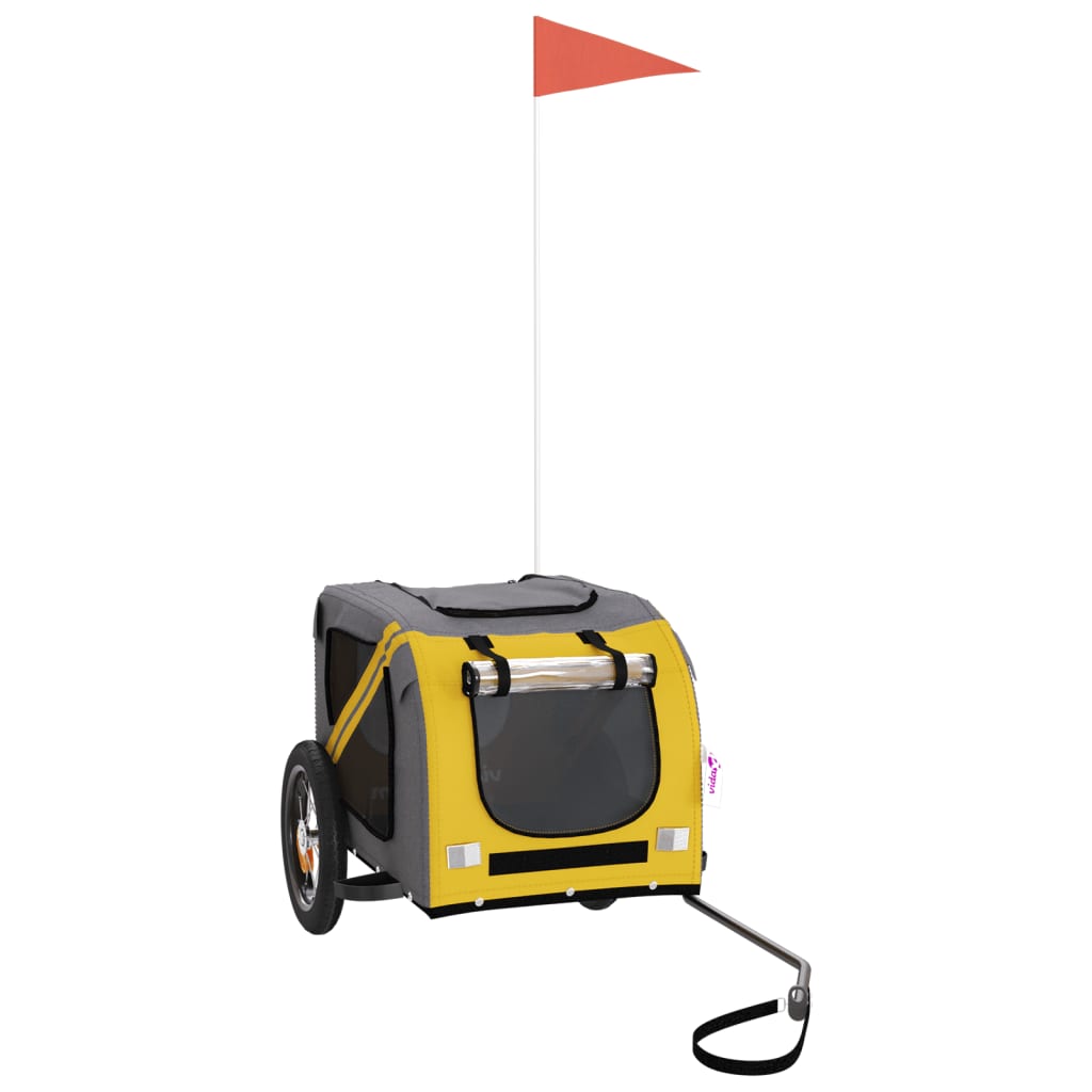 Τρέιλερ Ποδηλάτου Κατοικίδιων Κίτρινο/Γκρι Ύφασμα Oxford/Σίδηρο