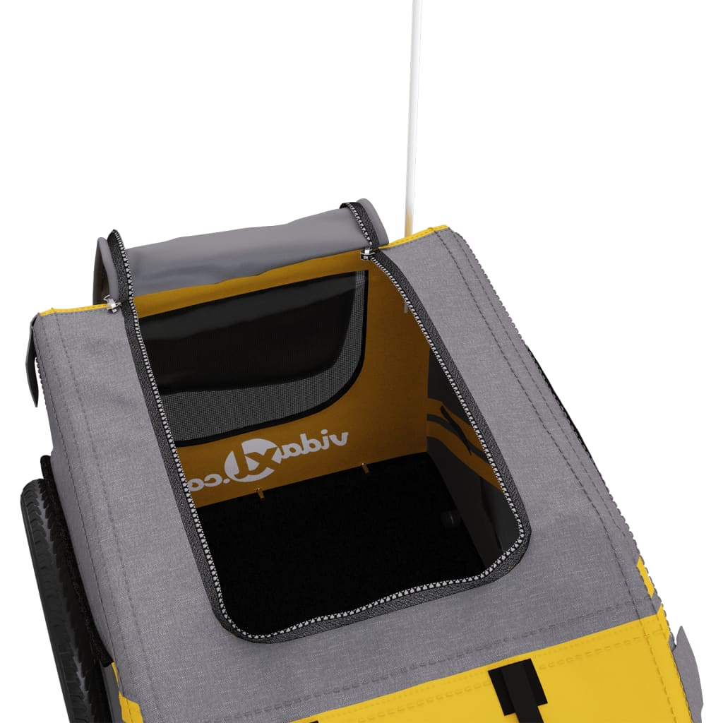 Τρέιλερ Ποδηλάτου Κατοικίδιων Κίτρινο/Γκρι Ύφασμα Oxford/Σίδηρο