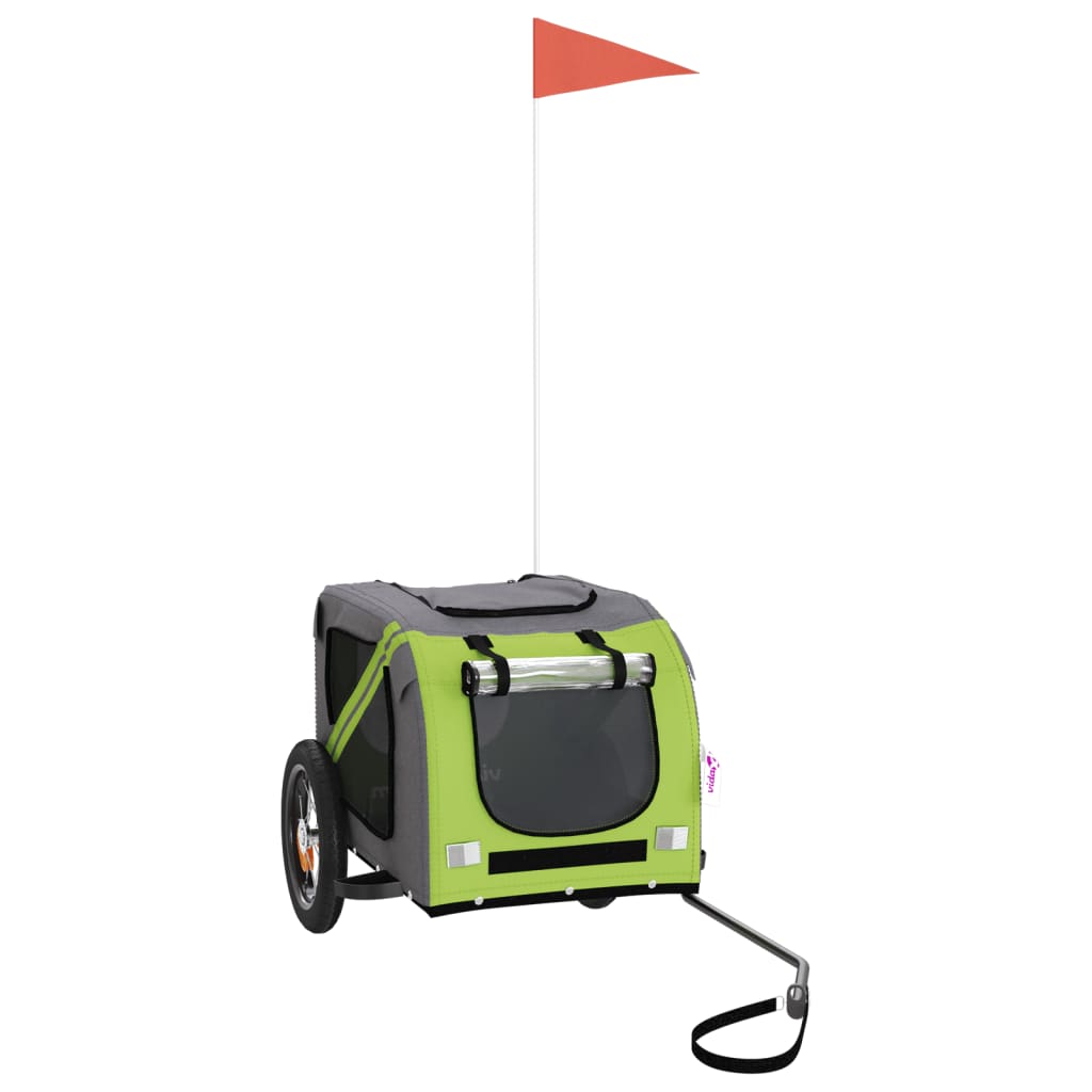 Τρέιλερ Ποδηλάτου Κατοικίδιων Πράσινο/Γκρι Ύφασμα Oxford/Σίδηρο