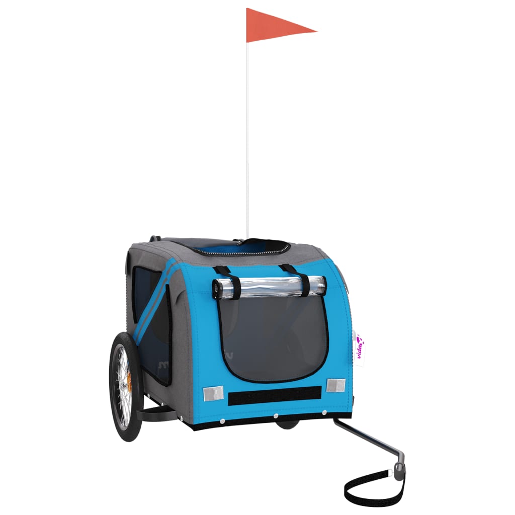 Τρέιλερ Ποδηλάτου Κατοικίδιων Μπλε/Γκρι Ύφασμα Oxford/Σίδηρος