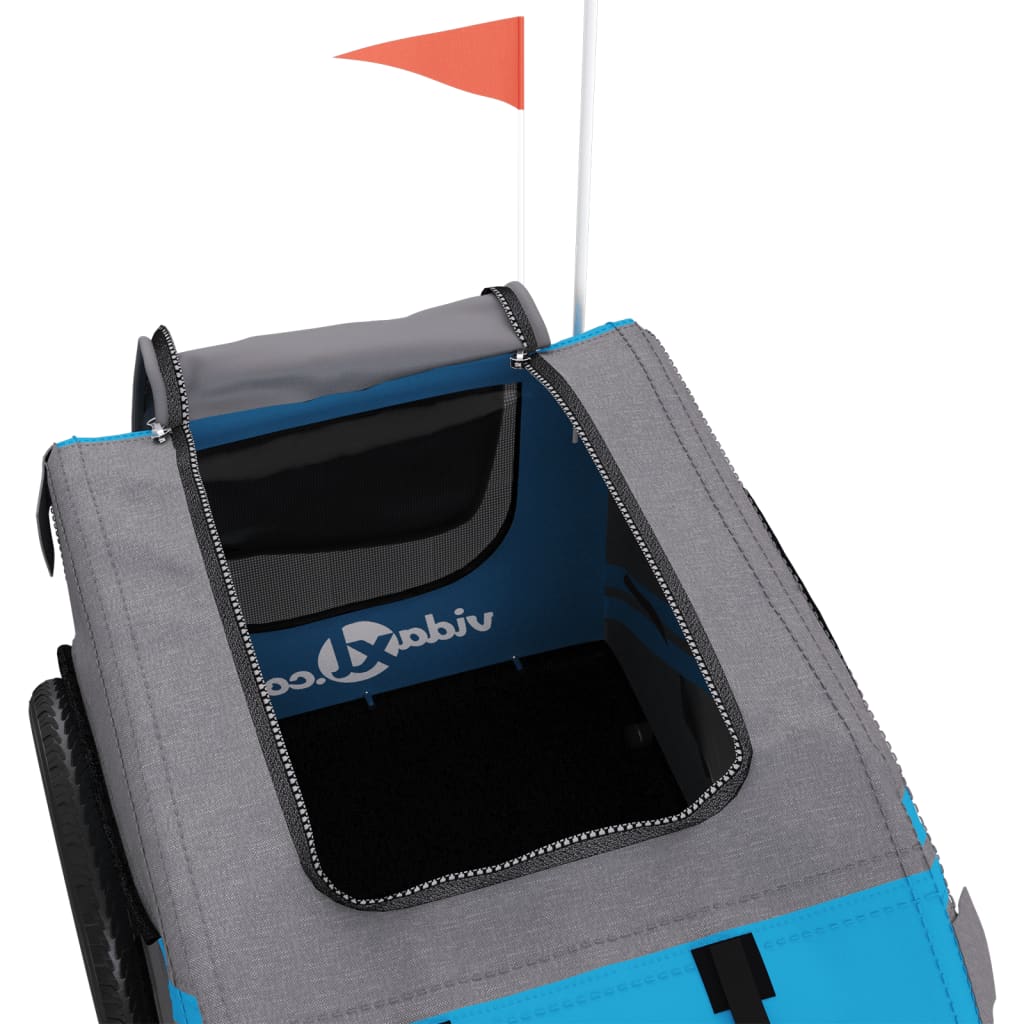 Τρέιλερ Ποδηλάτου Κατοικίδιων Μπλε/Γκρι Ύφασμα Oxford/Σίδηρος