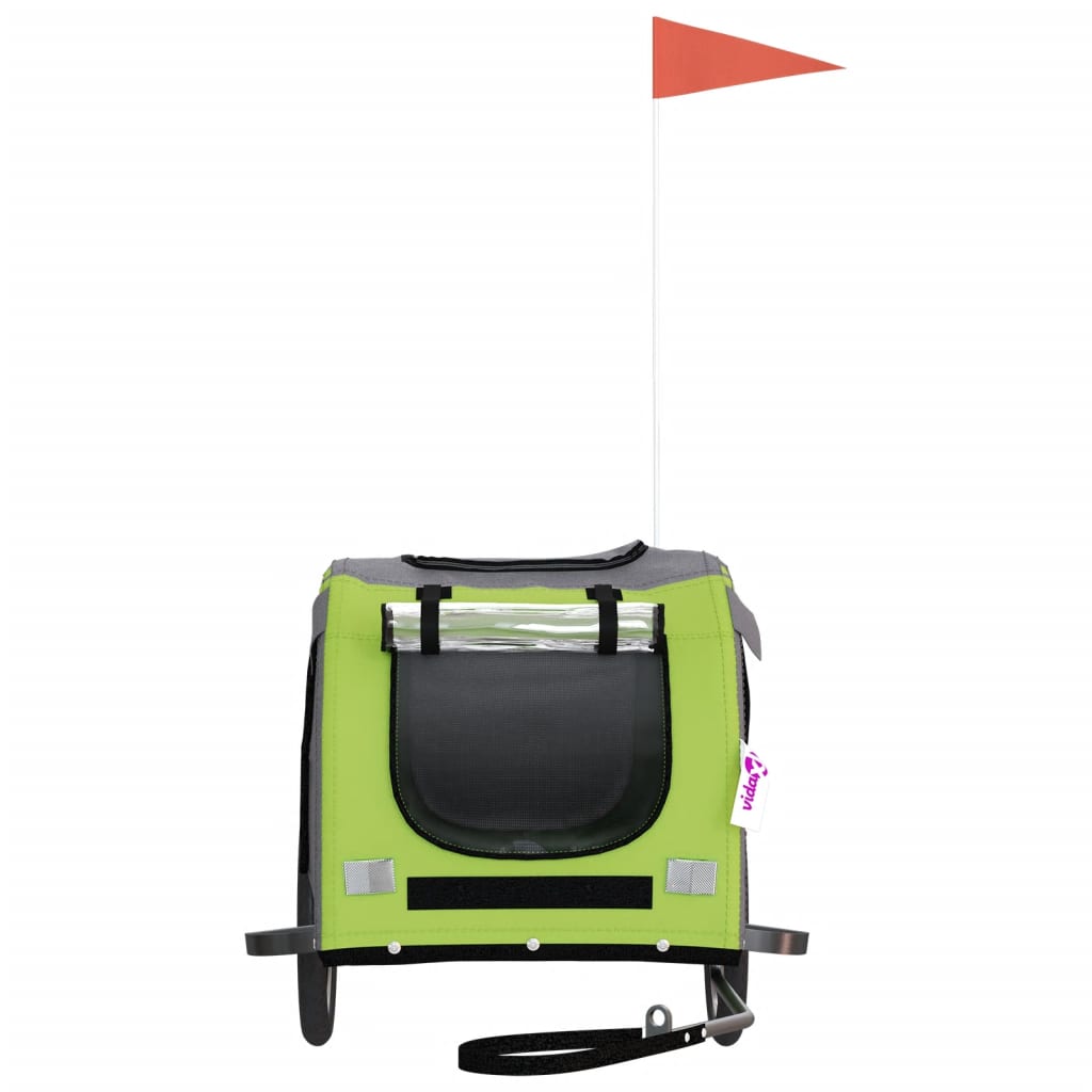 Τρέιλερ Ποδηλάτου Κατοικίδιων Πράσινο/Γκρι Ύφασμα Oxford/Σίδηρο