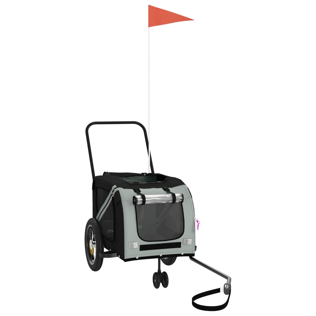 Τρέιλερ Ποδηλάτου Κατοικίδιων Γκρι/Μαύρο Ύφασμα Oxford/Σίδηρος