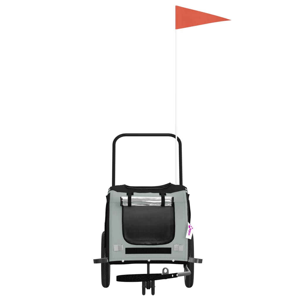 Τρέιλερ Ποδηλάτου Κατοικίδιων Γκρι/Μαύρο Ύφασμα Oxford/Σίδηρος