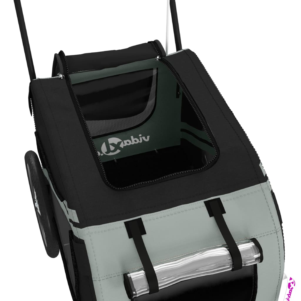 Τρέιλερ Ποδηλάτου Κατοικίδιων Γκρι/Μαύρο Ύφασμα Oxford/Σίδηρος