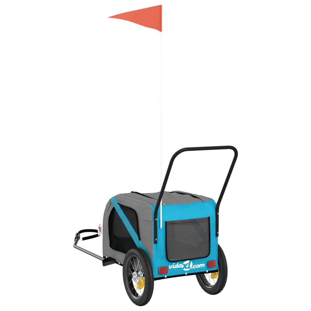 Τρέιλερ Ποδηλάτου Κατοικίδιων Μπλε/Μαύρο Ύφασμα Oxford/Σίδηρος