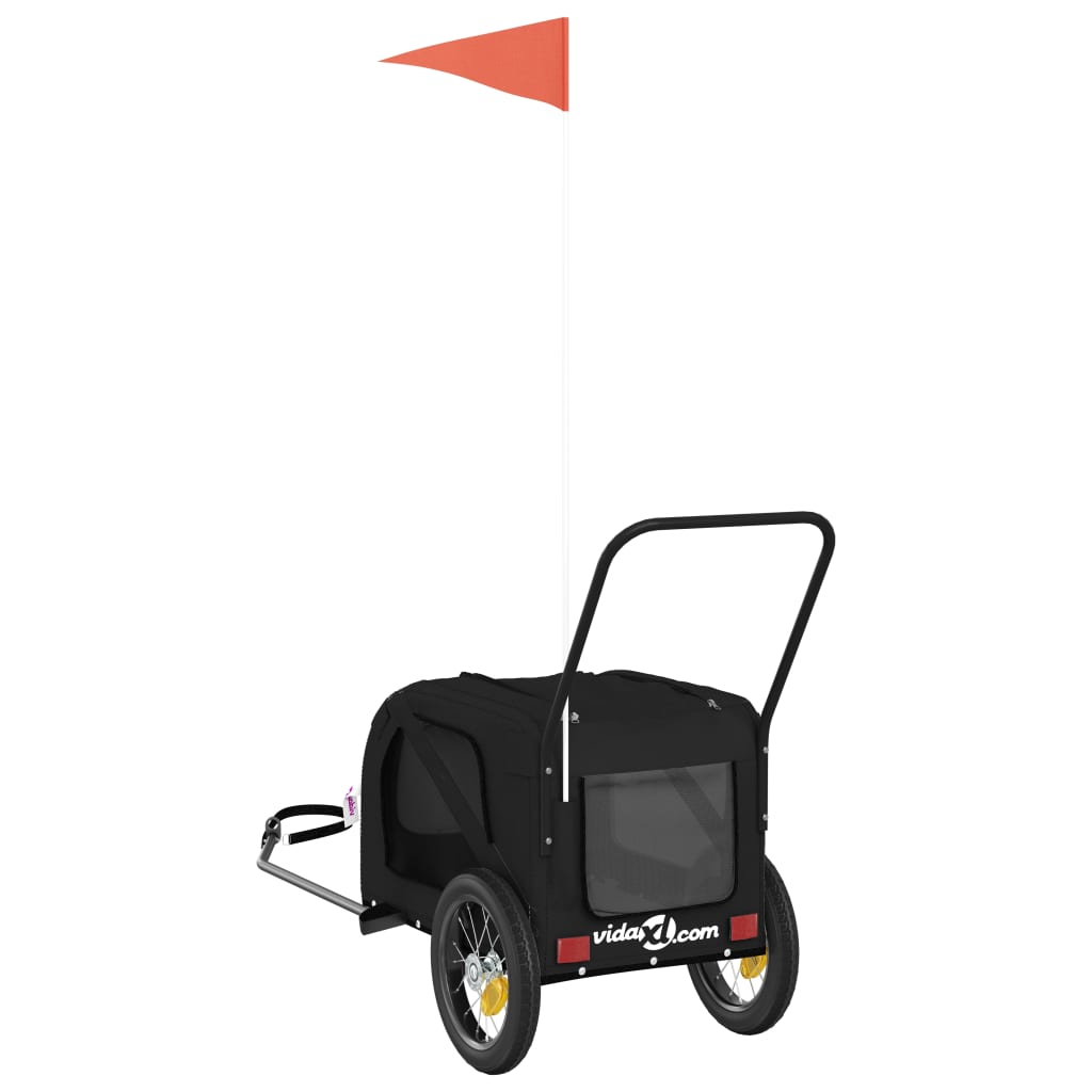 Τρέιλερ Ποδηλάτου Κατοικίδιων Μαύρο Ύφασμα Oxford/Σίδηρος