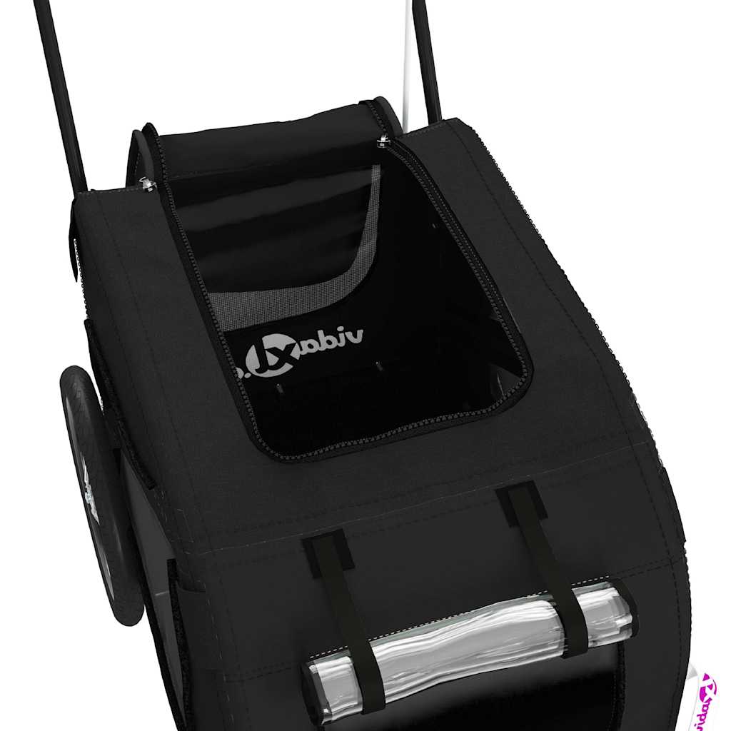 Τρέιλερ Ποδηλάτου Κατοικίδιων Μαύρο Ύφασμα Oxford/Σίδηρος